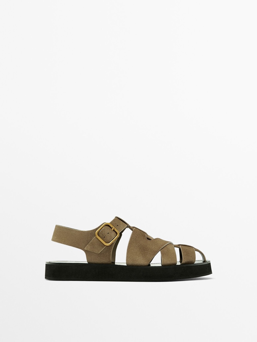 Massimo Dutti Suede Buckle Fisherman Sandals